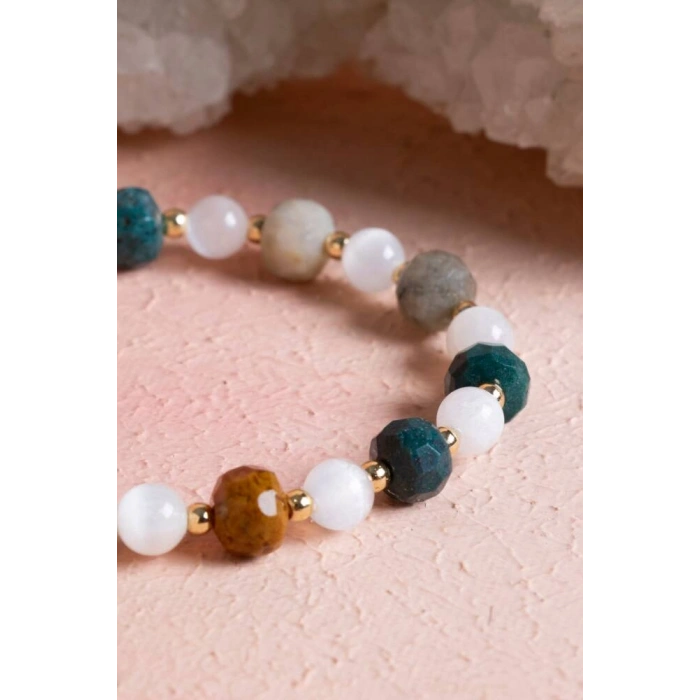 Sertifikalı Hint Akik, Selenit Doğal Taş Bileklik (SK:088)