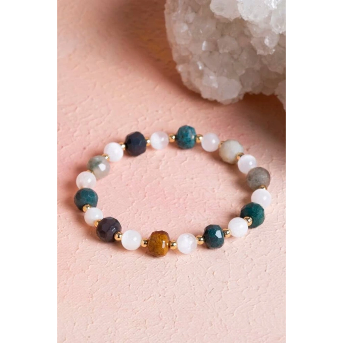 Sertifikalı Hint Akik, Selenit Doğal Taş Bileklik (SK:088)