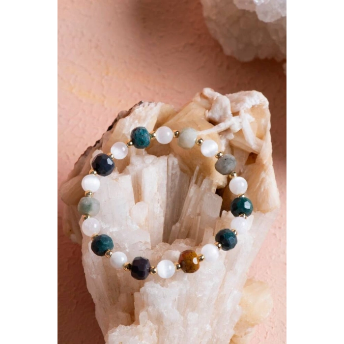 Sertifikalı Hint Akik, Selenit Doğal Taş Bileklik (SK:088)