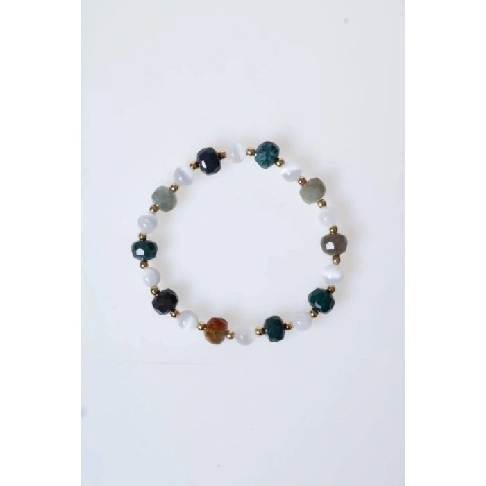 Sertifikalı Hint Akik, Selenit Doğal Taş Bileklik (SK:088)