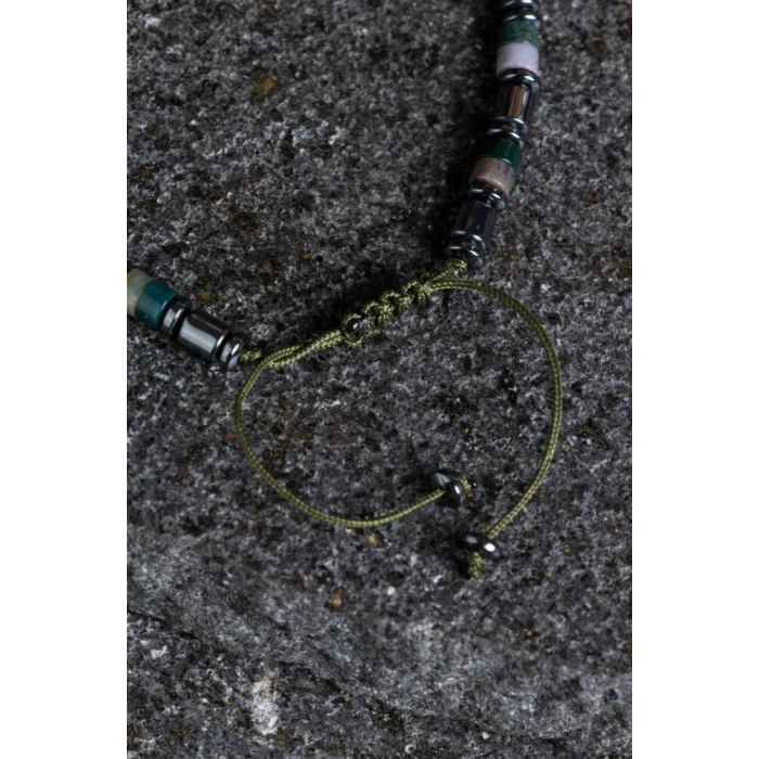 Sertifikalı Hint Akik ve Hematit Doğal Taş Makrome Bileklik (SK:158)