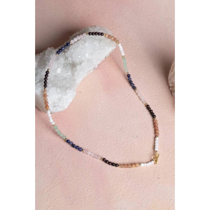 Sertifikalı İkizler Burcu Doğal Taş Kolye