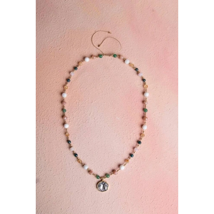 Sertifikalı İkizler Burcu Doğal Taş Makrome Kolye