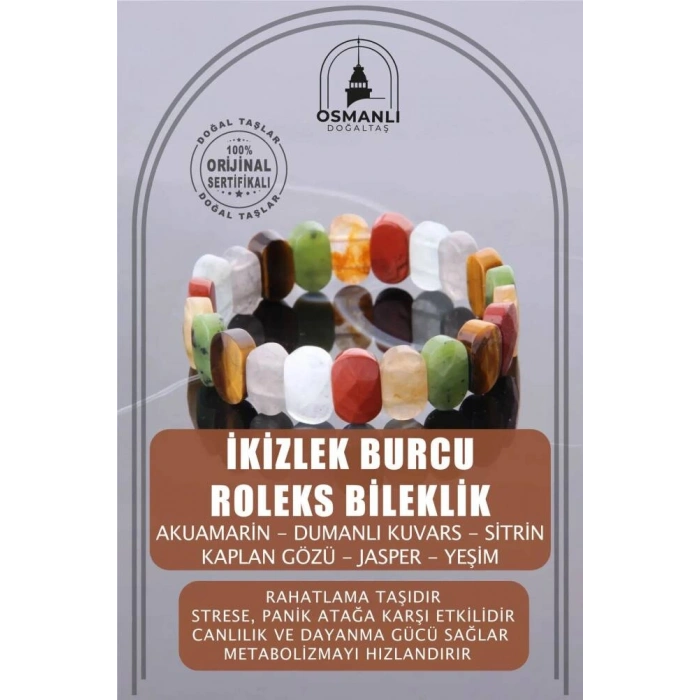 Sertifikalı İkizler Burcu Roleks Doğal Taş Bileklik (SK:405)
