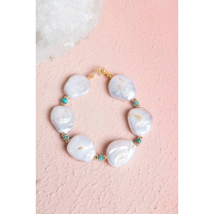 Sertifikalı İnci, Turkuaz Doğal Taş Bileklik
