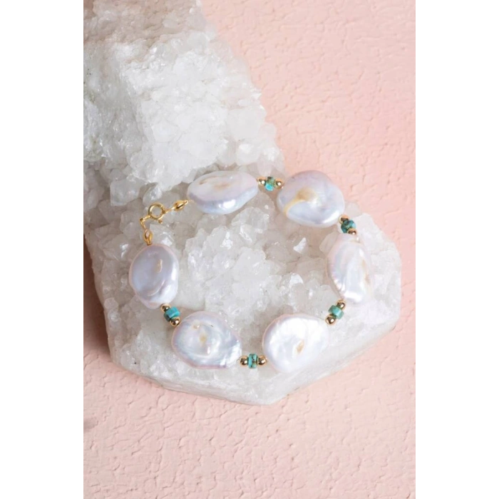 Sertifikalı İnci, Turkuaz Doğal Taş Bileklik