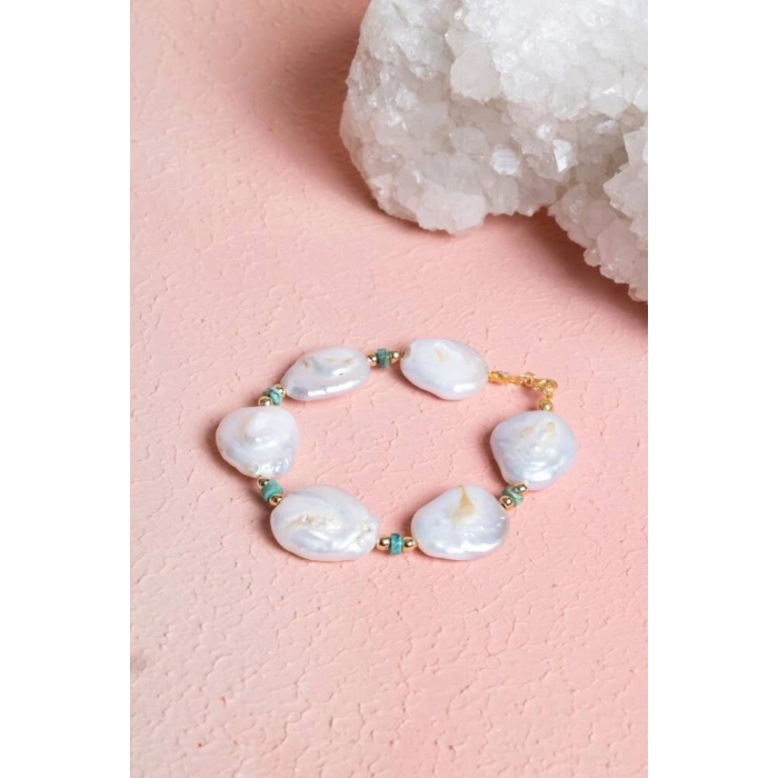 Sertifikalı İnci, Turkuaz Doğal Taş Bileklik