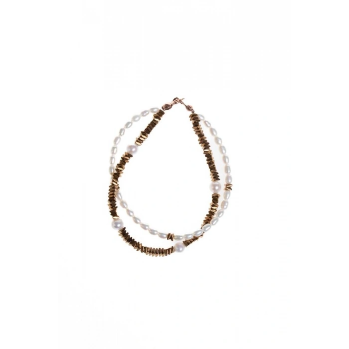 Sertifikalı İnci ve Hematit Detaylı Doğaltaş Bileklik