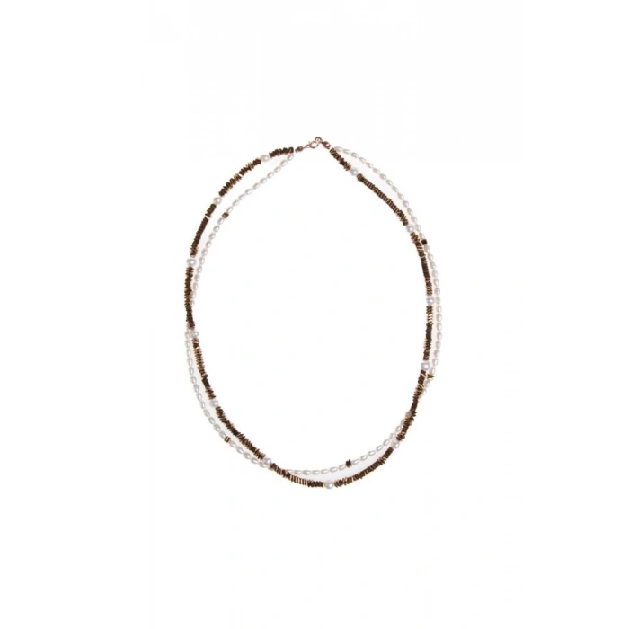 Sertifikalı İnci ve Hematit Doğaltaş Kolye