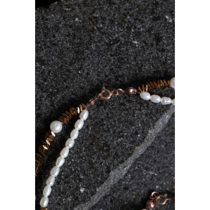 Sertifikalı İnci ve Hematit Doğaltaş Takım