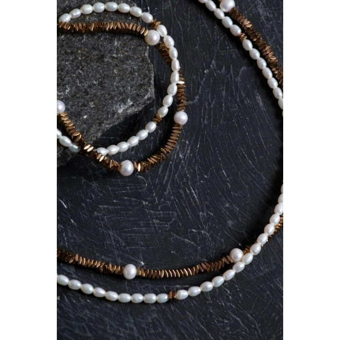 Sertifikalı İnci ve Hematit Doğaltaş Takım