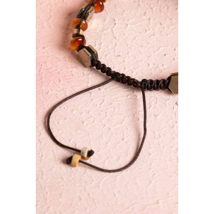 Sertifikalı Jasper, Hematit, Akik Doğal Taş Makrome Bileklik (SK:078)