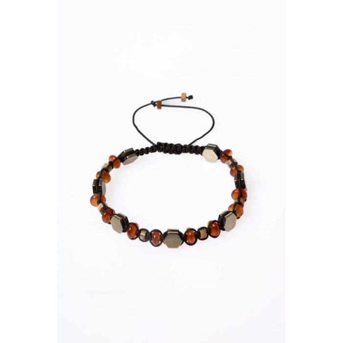 Sertifikalı Jasper, Hematit, Akik Doğal Taş Makrome Bileklik (SK:078)