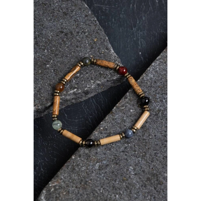 Sertifikalı Jasper ve Oğlak Burcu Doğal Taş Bileklik