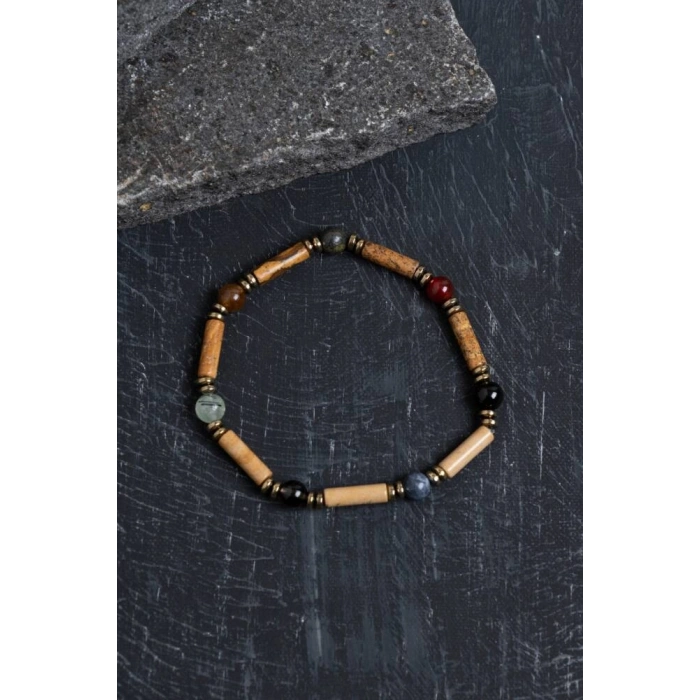 Sertifikalı Jasper ve Oğlak Burcu Doğal Taş Bileklik