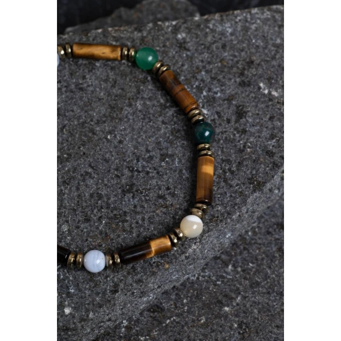 Sertifikalı Kaplan Gözü, Aventurin ve Kalsedon Yengeç Bilekliği