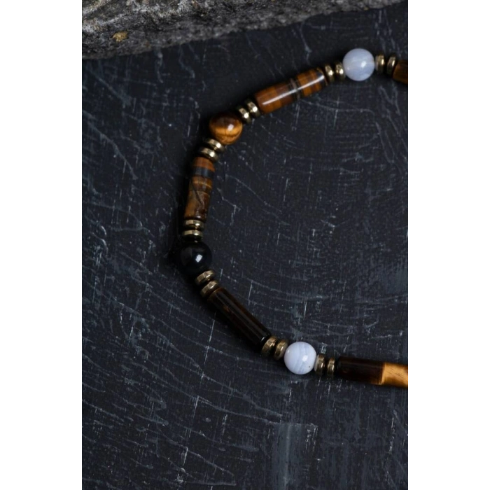 Sertifikalı Kaplan Gözü, Aventurin ve Kalsedon Yengeç Bilekliği