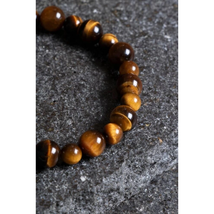 Sertifikalı Kaplan Gözü Doğal Taş Makrome Bileklik / 6-8 mm (SK:192)