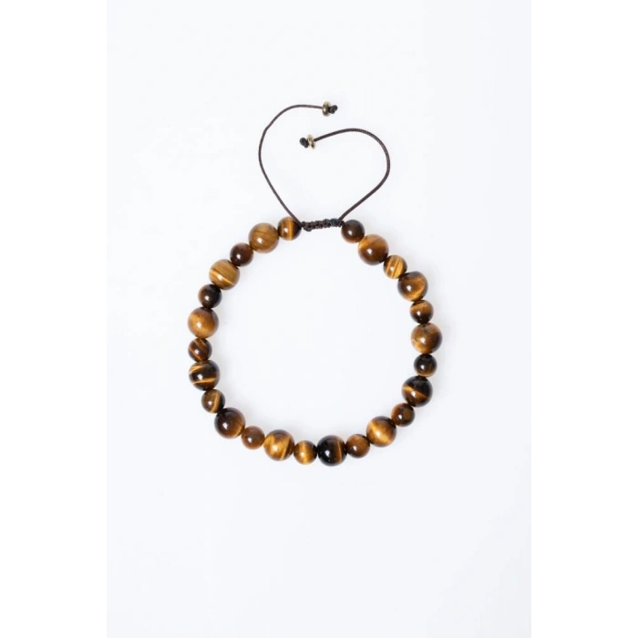 Sertifikalı Kaplan Gözü Doğal Taş Makrome Bileklik / 6-8 mm (SK:192)