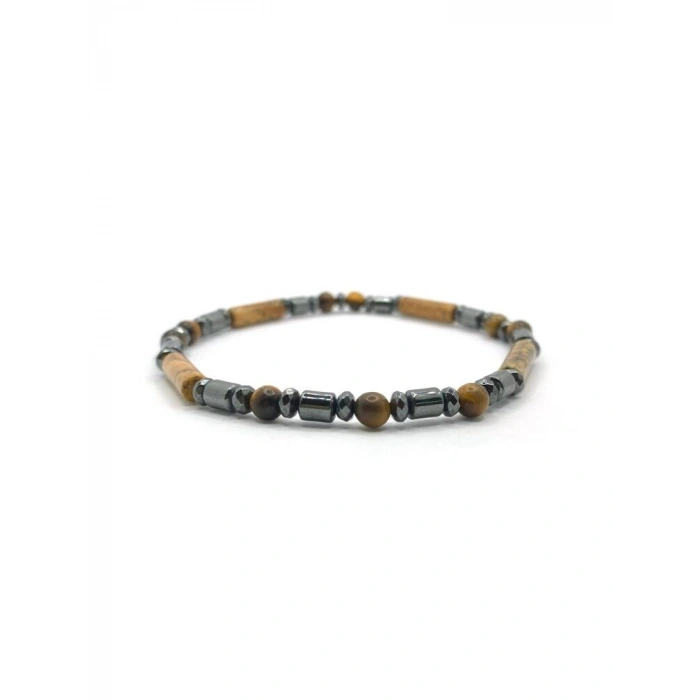 Sertifikalı Kaplan Gözü-Dumanlı Kuvars-Hematit Doğal Taş Bileklik