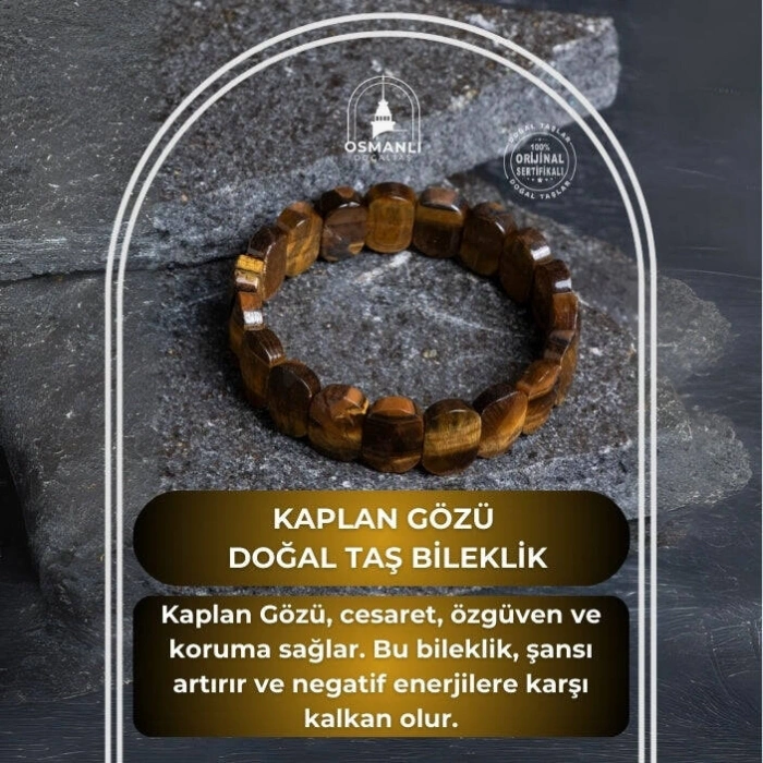 Sertifikalı Kaplan Gözü Geniş Kesim Doğal Taş Bileklik