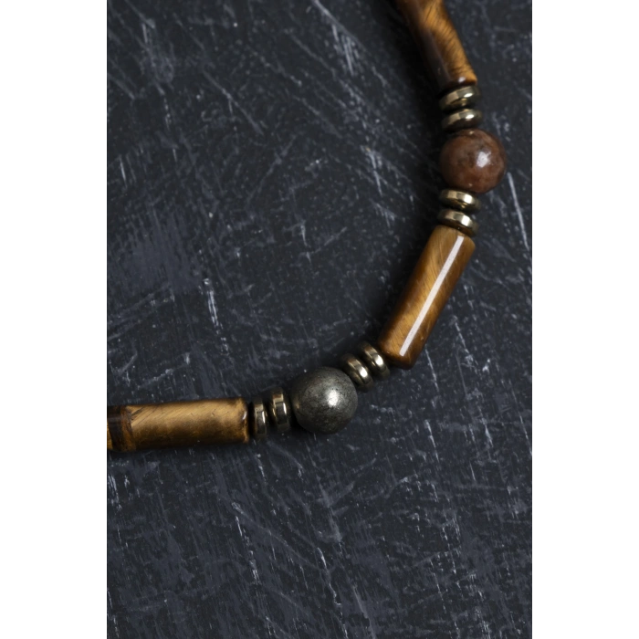 Sertifikalı Kaplan Gözü ve Doğal Taş Erkek Bileklik