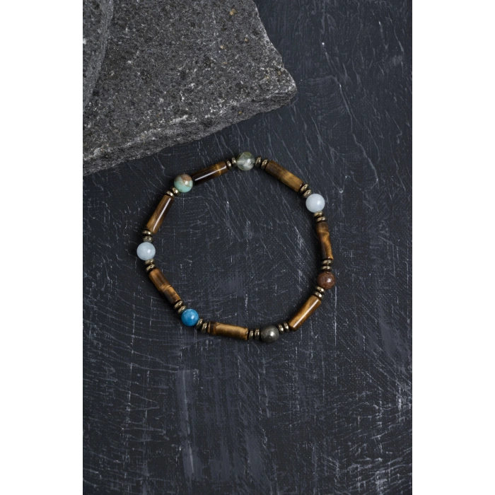 Sertifikalı Kaplan Gözü ve Doğal Taş Erkek Bileklik