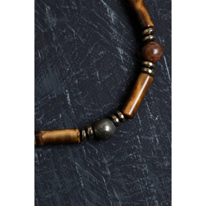 Sertifikalı Kaplan Gözü ve Doğal Taş Terazi Burcu Erkek Bileklik