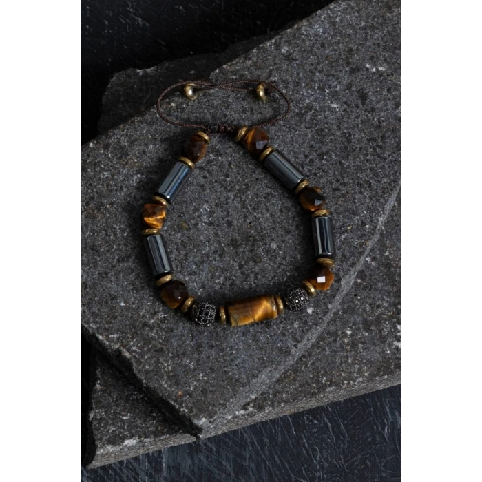 Sertifikalı Kaplan Gözü ve Hematit Doğal Taş Bileklik