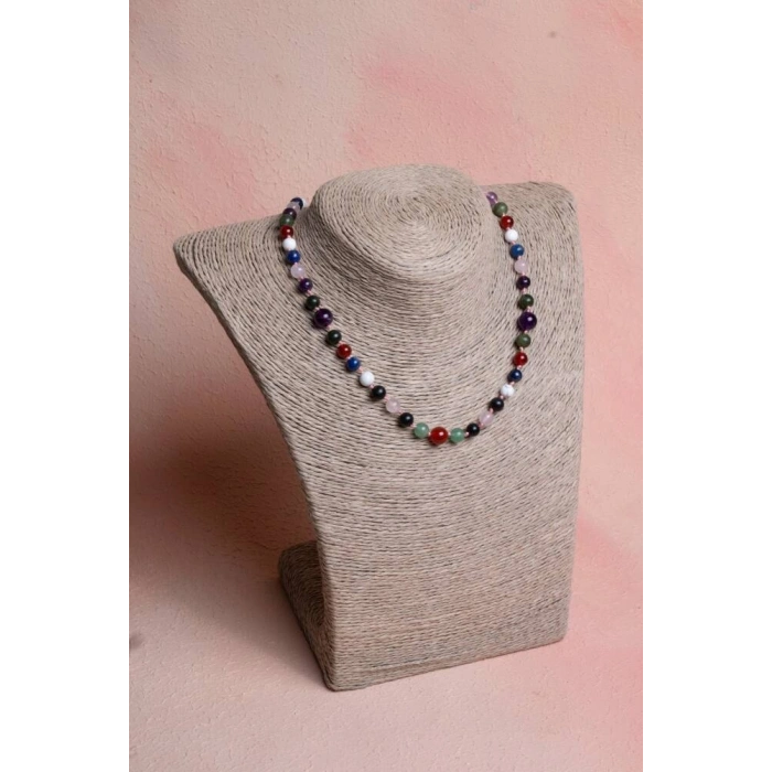 Sertifikalı Kırmızı Akik, Yeşil Aventurin, Lapis, Pembe Kuvars, Ametist, Havlit, Yeşim, Shungite Kız Öğrenci Kolye