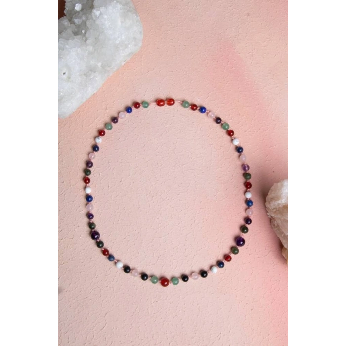 Sertifikalı Kırmızı Akik, Yeşil Aventurin, Lapis, Pembe Kuvars, Ametist, Havlit, Yeşim, Shungite Kız Öğrenci Kolye