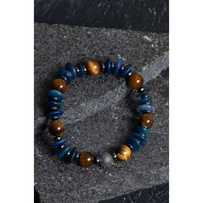 Sertifikalı Kiyanit, Kaplan Gözü Gümüş Aparat Doğal Taş Bileklik