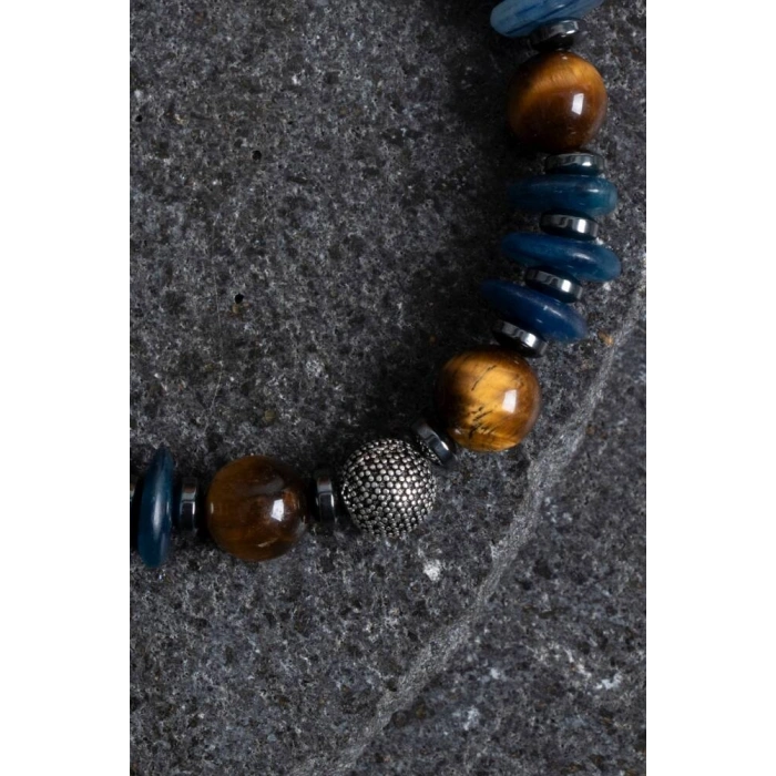 Sertifikalı Kiyanit, Kaplan Gözü Gümüş Aparat Doğal Taş Bileklik