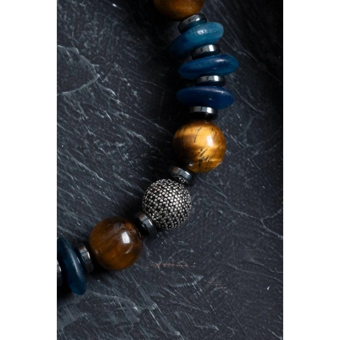 Sertifikalı Kiyanit, Kaplan Gözü Gümüş Aparat Doğal Taş Bileklik