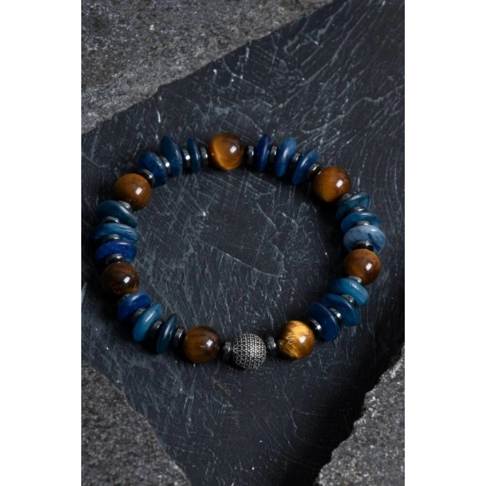 Sertifikalı Kiyanit, Kaplan Gözü Gümüş Aparat Doğal Taş Bileklik