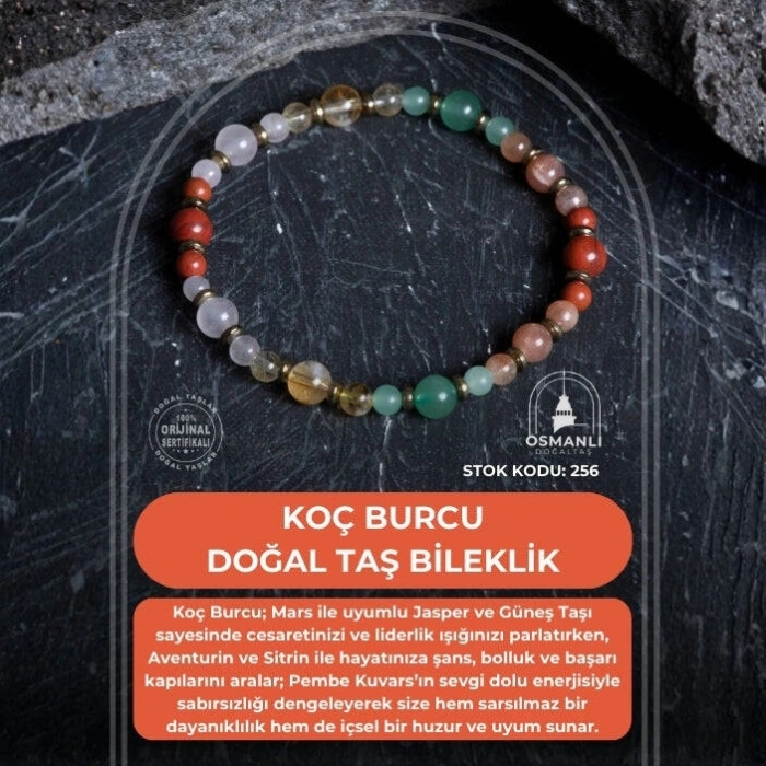 Sertifikalı Koç Burcu Doğal Taş Bileklik (SK:256)
