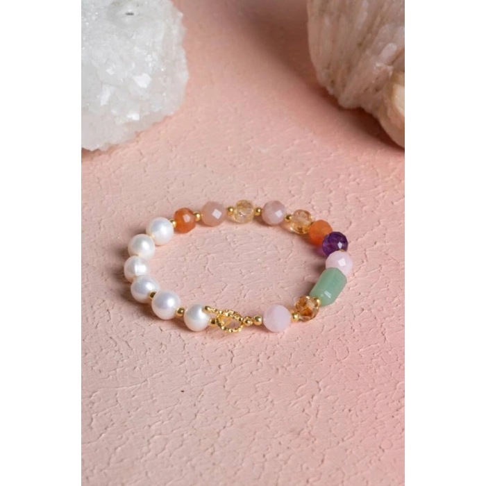 Sertifikalı Koç Burcu Gümüş Kapama Doğal Taş Bileklik (SK:264)