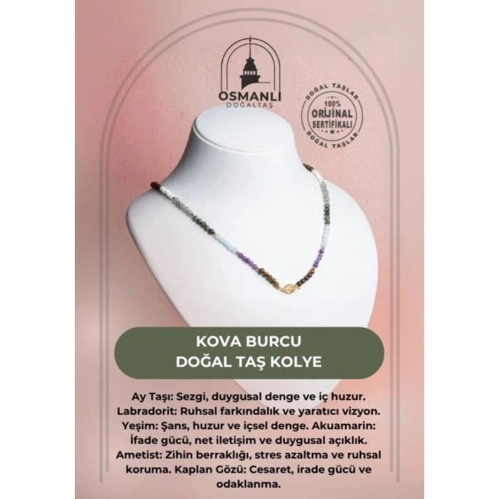 Sertifikalı Kova Burcu Doğal Taş Kolye