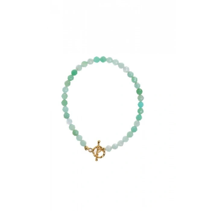 Sertifikalı Krizopras Altın Kaplama Gümüş Aparat Doğal Taş Bileklik