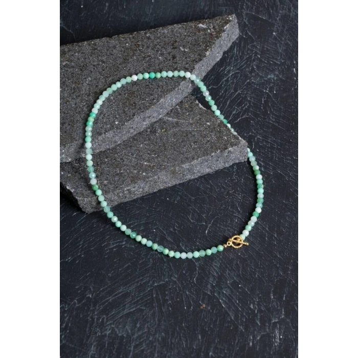 Sertifikalı Krizopras Altın Kaplama Gümüş Aparat  Kolye