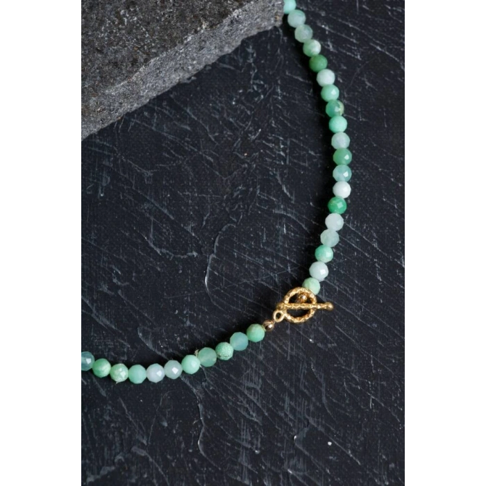 Sertifikalı Krizopras Altın Kaplama Gümüş Aparat  Kolye