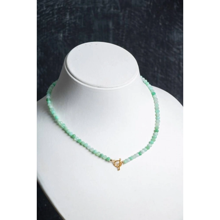 Sertifikalı Krizopras Altın Kaplama Gümüş Aparat  Kolye