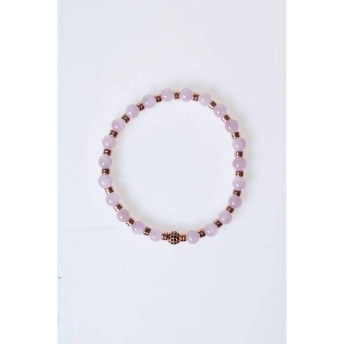 Sertifikalı Kunzit, Hematit Zirkon Aparatlı Doğal Taş Bileklik (SK:166)