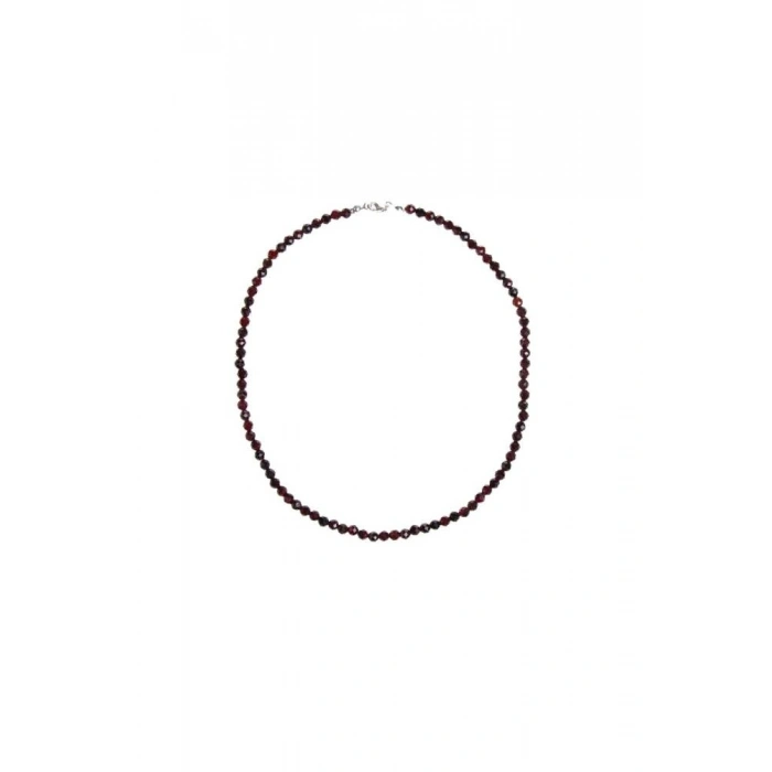 Sertifikalı Lal Fasetli Doğal Taş Kolye