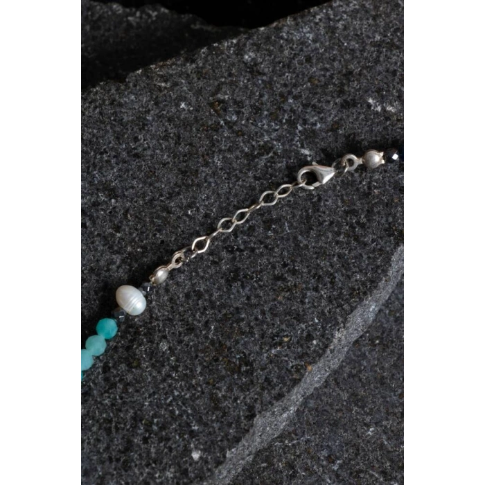 Sertifikalı Lapis, Amazonit, İnci Doğal Taş Kolye