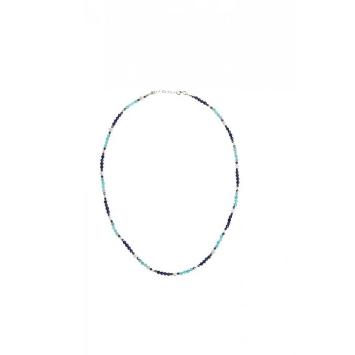 Sertifikalı Lapis, Amazonit, İnci Doğal Taş Kolye