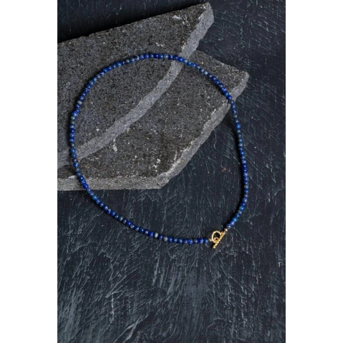 Sertifikalı Lapis Lazuli Gümüş Kapama Doğal Taş Kolye