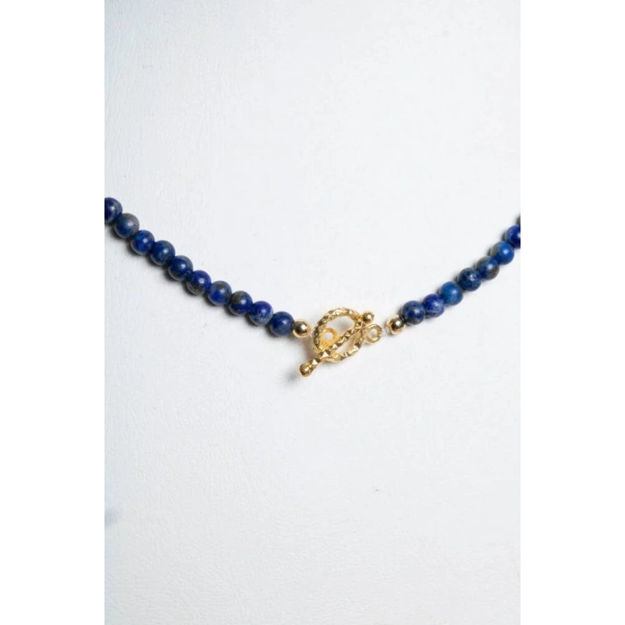 Sertifikalı Lapis Lazuli Gümüş Kapama Doğal Taş Kolye