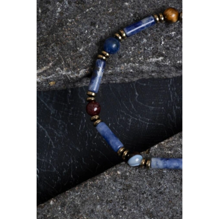 Sertifikalı Lapis, Sodalit ve Bronzit Aslan Burcu Bileklik