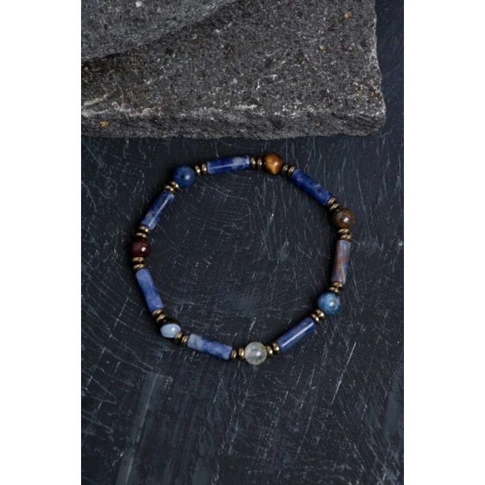 Sertifikalı Lapis, Sodalit ve Bronzit Aslan Burcu Bileklik